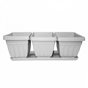 Трио «Ирис» (поддон + 3 горшочка) мраморный