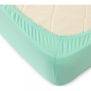 Трикотажная простынь на резинке Ментол
