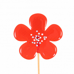 Карамель леденцовая Цветочек с посыпкой красный, 20 гр