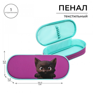 Пенал-футляр 95 х 205 х 45 мм, мягкий, текстильный, Calligrata, ПМК 27-20 резинка на клапане, 