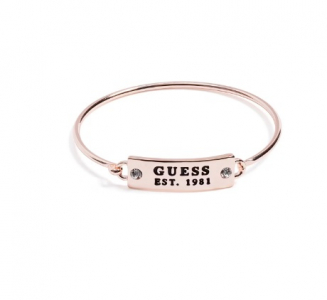 Rose Gold-Tone Logo Rhinestone Bangle