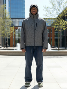 Куртка спортивная мужская весна осень серого цвета 25470Sr