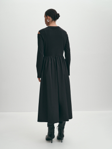 Платье комбинированное с длинным рукавом