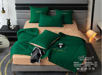 Одеяло Mency средней плотности однотонное с простыней на резинке и наволочками ODMENOR04