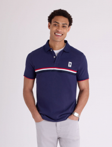 PIECED SIGNATURE STRIPE PIQUE POLO SHIRT