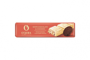 «O'Zera», шоколадный батончик White & Cookies, 45 г (упаковка 30 шт)