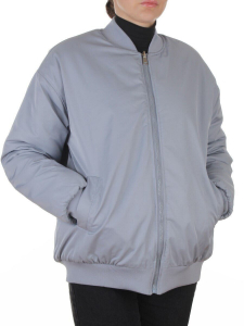 6670 GRAY/LT. BLUE Куртка-бомбер двухсторонняя демисезонная женская (100 гр. холлофайбер)