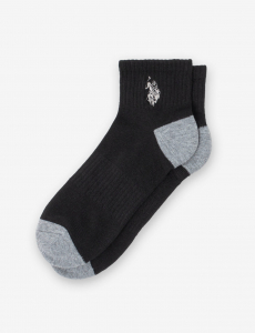 MENS 6PK BLACK QUARTER CREW SOCKS