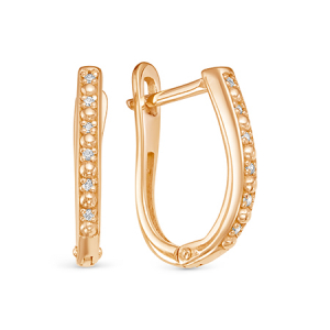 Серьги с фианитом позолоченные серебро 925*