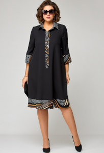 Платье EVA GRANT 7322-1 чёрный леопард