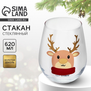 Стакан стеклянный новогодний «Оленёнок», 620 мл