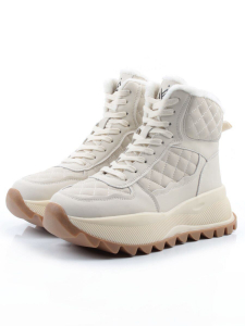 04-PAML06-2Z LT. BEIGE Ботинки зимние женские (натуральная кожа, 100% шерсть)