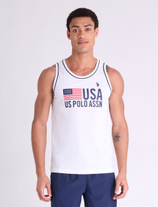 USA GRAPHIC PRINT TANK WITH PIPING DETAIL