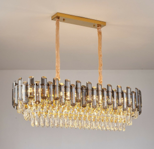 299-272 Люстра длина 120 см, ширина 35 см, выс. 30 см(х1)Кристаллы, нержавеющая сталь