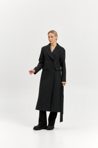 Пальто женское демисезонное 26102 (серый/диагональ)