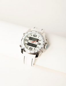 MEN'S WHITE STRAP ANA DIGI SPORTS WATCH