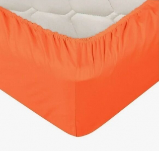 Трикотажная простыня на резинке (оранжевая) 200*200 см. хлопок 100%