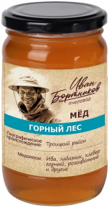 Мед натур. ГОРНЫЙ ЛЕС Иван Бортников, СТЕКЛО, 500г (6шт/кор)
