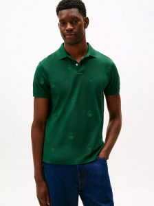 Regular Fit Allover Crest Pique Polo