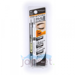 Born W Brow EX  Подводка для бровей 3 в 1: карандаш + пудра + щеточка, тон B2, серо-коричневый