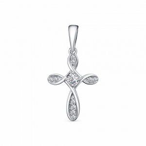 Подвеска с фианитом родированная серебро 925*