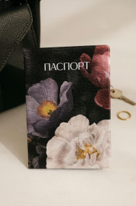 ОБЛОЖКА ДЛЯ ПАСПОРТА из искусственной кожи «Flowers», плотность 800 мкм