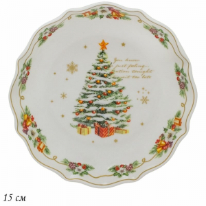 205-299 Блюдо 16 см  НОВЫЙ ГОД в под.уп.(х48)Фарфор