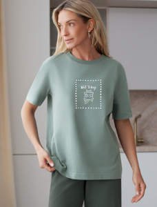 Футболка с принтом свободная эластичная из премиального хлопка