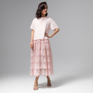 Платье комбинированное с кружевом, Доведу до мечты (soft pink)
