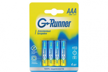 Батарейки алкалиновые «G-runner» AAА/LR03, 1,5 V, в блистере 4 батарейки, (упаковка 12 шт)
