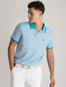 ALL OVER DOUBLE DIAMOND PRINT POLO SHIRT