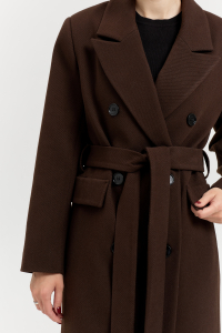 Пальто женское демисезонное 26326 (шоколад/рубчик)