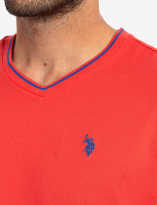 TIPPED V-NECK JERSEY T-SHIRT