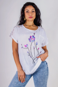 Льняная блуза Цветы