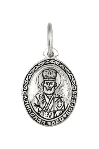 Образ (Свт. и чудотв. Николай) из серебра частичное чернение литье