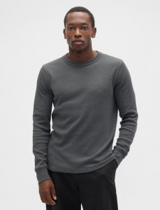 Waffle-Knit Crewneck T-Shirt