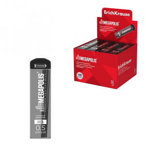 Набор грифелей для механических карандашей 20 штук, Erich Krause «Megapolis Concept», НВ, грифель d=0.5 мм, пластиковый корпус