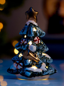 Светодиодная фигура «Зелёная Ёлка», 9.8?5.5?6.5 см, 1 LED, керамика, от батареек LR44?3, тёплый белый свет