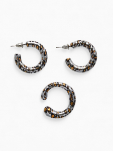 Серьги и каффы QF «Леопард», набор, цвет серебро