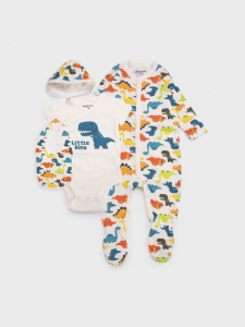 Комплект для мальчика: боди, комбинезон, нагрудник, чепчик