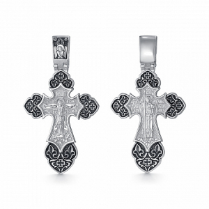 Крест (Ангел Хранитель) из серебра литье частичное чернение