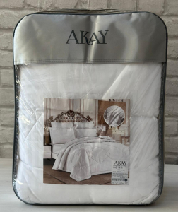 КПБ AKAY SATIN BEAYZ с одеялом белый евро