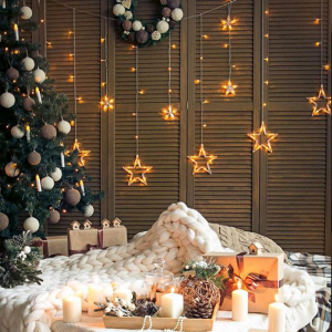 Бахрома светодиодная 12 звёзд 3*1 м с коннектором тёпло-белая