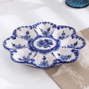 Менажница фарфор гжель «Тарелка для яиц», 22 см