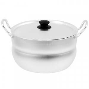 Кастрюля алюминиевая 3л, д20см, h11,5см, s1,5мм, матовая, сферическая форма, 2 металлические ручки, металлическая крышка (Россия)