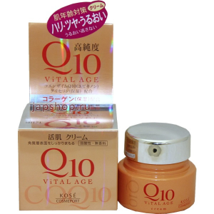 Kose Cosmeport Q10 VITAL AGE Увлажняющий крем для лица с коэнзимом Q10 и морским коллагеном, 40 гр (4971710308921)