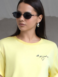 Свободная футболка с принтом из премиального хлопка с эластаном