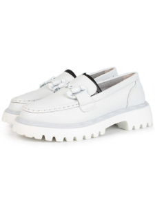 03-HY6-2D WHITE Лоферы женские (натуральная кожа)