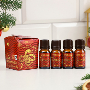 Набор эфирных масел «Денежного года», в подарочной коробке, пачули, бергамот, ваниль, лаванда, 4 шт. по 10 мл