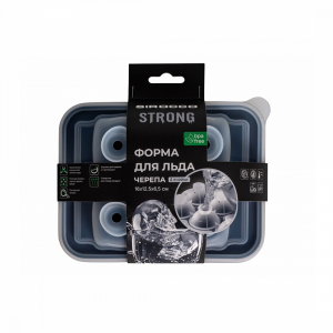 Форма для льда STRONG 4 ячейки черепа чёрные